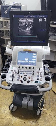 Used Ge Vivid E9 Ultrasound with cardiac M5Sc Linear 11L 2 probe transducer medical equipment