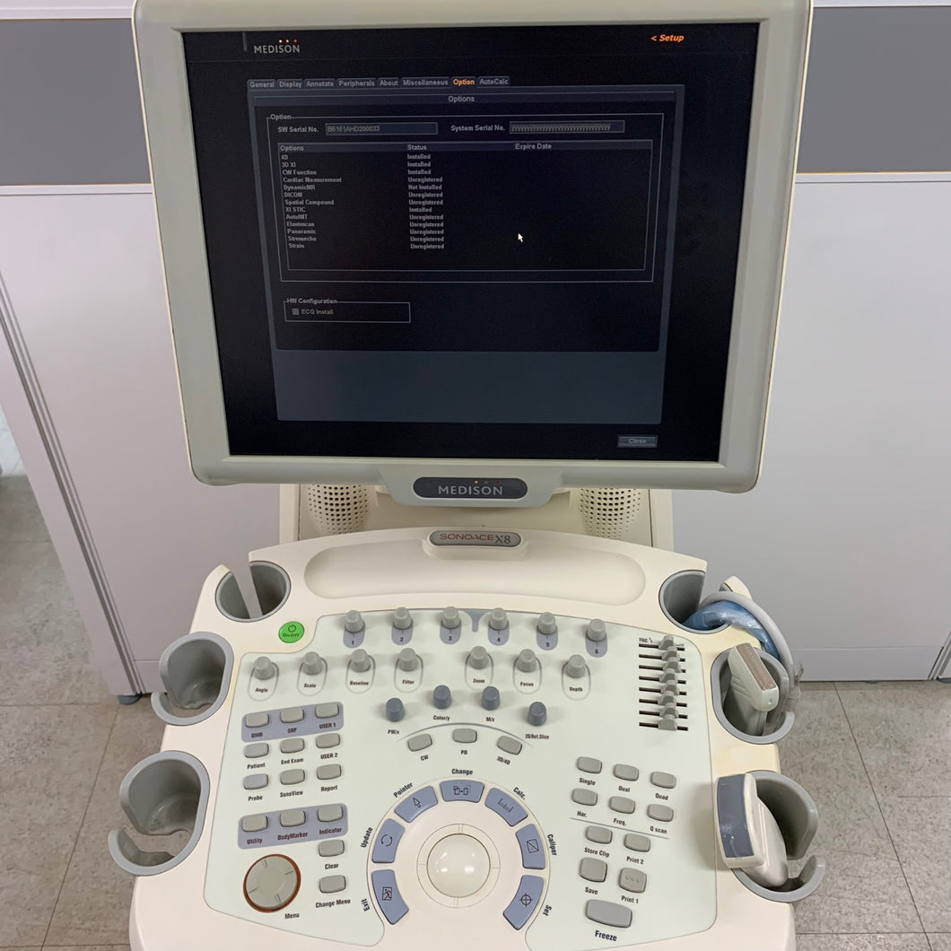 Used 3D 4D Ultrasound Medison Sonoace X8 With Convex C2-5EL Linear L5-12EC Ultrasound Machine