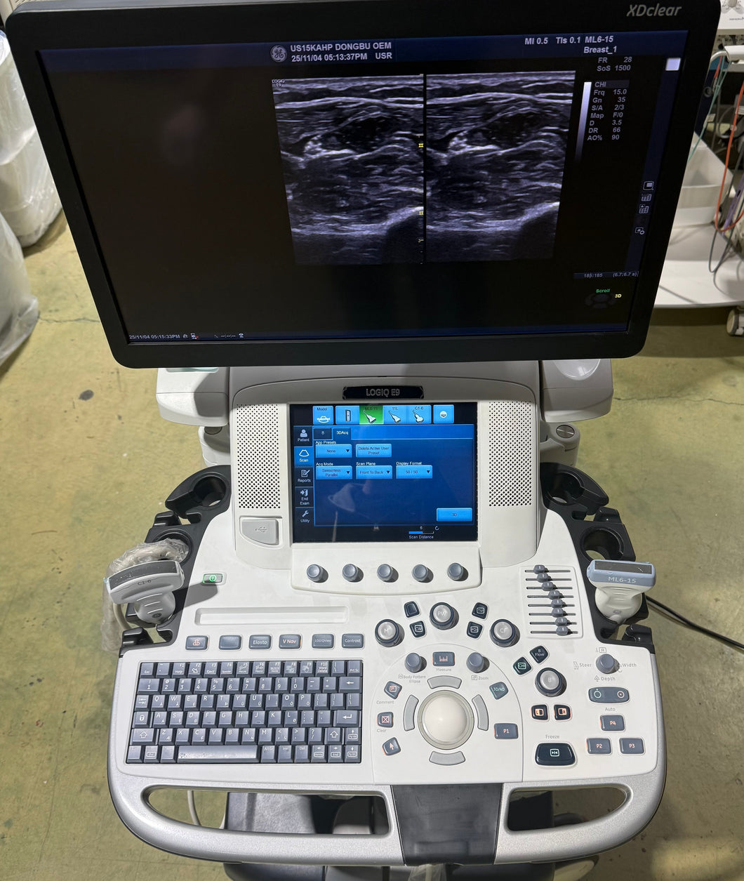 Used GE Logiq E9 XDclear 2.0 Ultrasound With 2 Transducer 