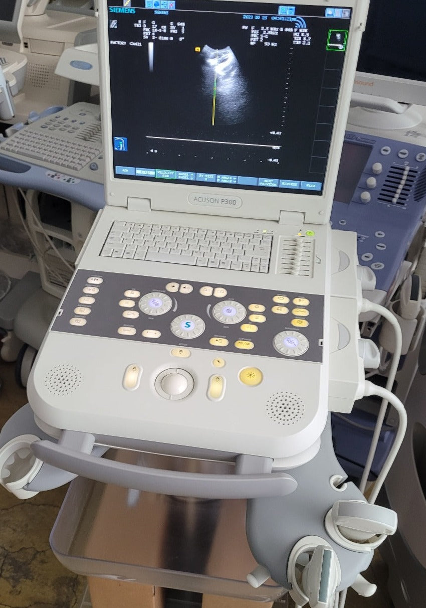 2015 Used Siemens Acuson P300 Portable Ultrasound with Siemens LA523 Linear Probe&Siemens CA431 Convex Probe
